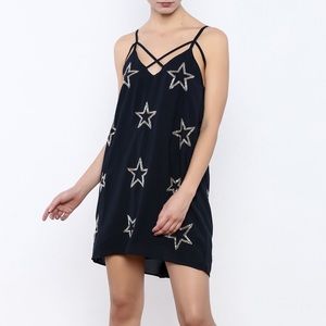 Chaser BEADED STARS STRAPPY MINI DRESS